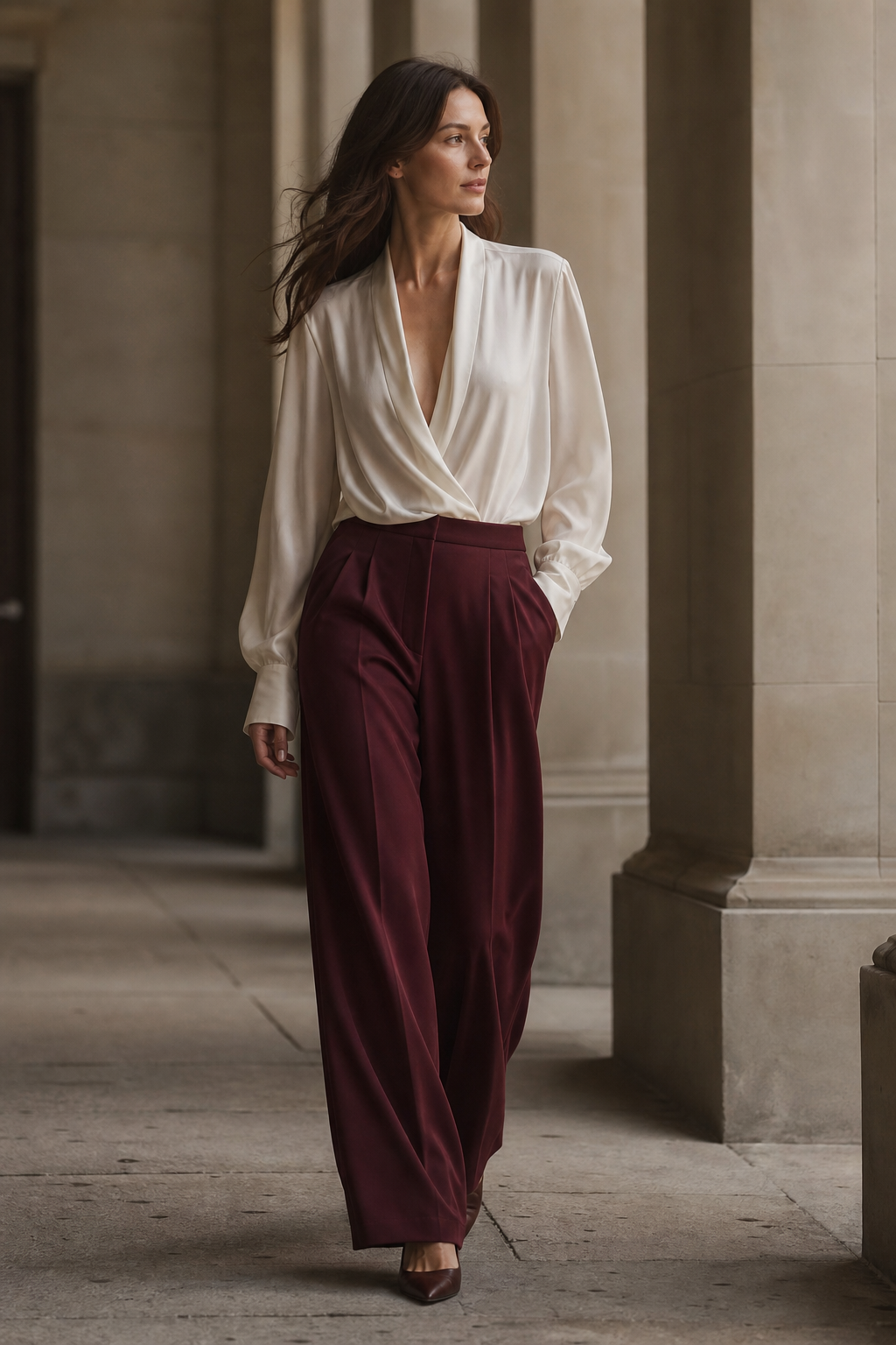 Kobieta w eleganckiej stylizacji w ruchu